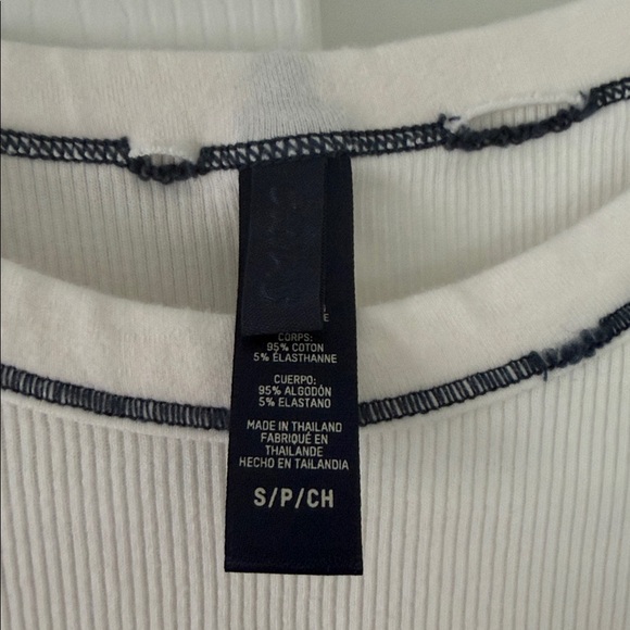 SKIMS cream and navy blue ribbed mini dress - Picture 2 of 3